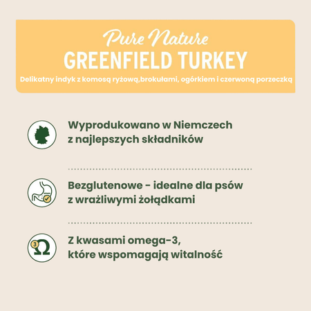  AniForte ® Pure Nature Greenfield Turkey – Naturalna Mokra Karma Indyk z Komosą Ryżową Bez Glutenu 400g