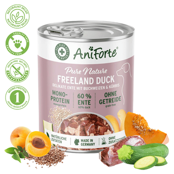 AniForte ® Pure Nature Freeland Duck – Naturalna Mokra Karma Kaczka z Gryką Bez Zbóż 400g