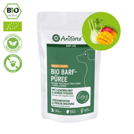 AniForte ® BIO Barf-Püree - Ekologiczne Puree z Kopru Włoskiego i Mango dla Psa 100% Naturalne 150g