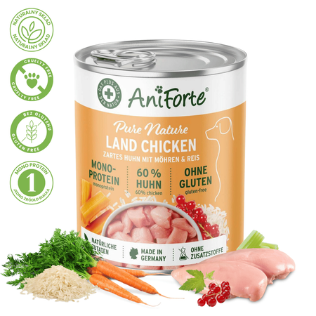 AniForte ® Pure Nature Land Chicken – Naturalna Mokra Karma Kurczak z Marchewką Bez Glutenu 400g