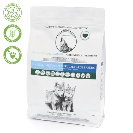 Greenheart Puppy Medium Large Breeds – Karma Sucha z Kurczakiem i Łososiem dla Szczeniąt Średnich i Dużych Ras 3kg