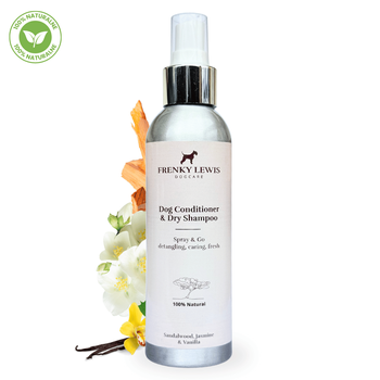 Frenky Lewis Spray & Go - 100% Naturalny Suchy Szampon z Odżywką Dla Psa | Drzewo Sandałowe, Jaśmin, Wanilia 150ml