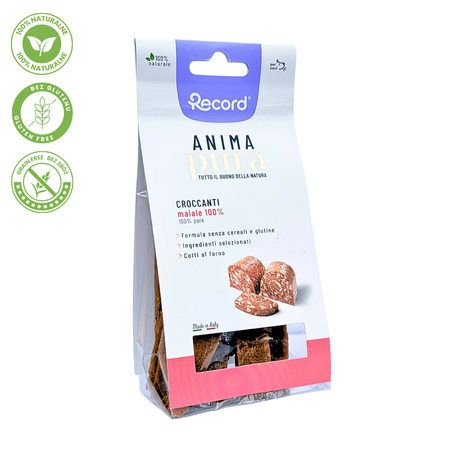 Anima Pura Croccanti – 100% Naturalne Smaczki z Wieprzowiny dla Psa, Bez Glutenu i Zbóż 75g
