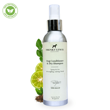 Frenky Lewis Spray & Go - 100% Naturalny Suchy Szampon z Odżywką Dla Psa | Zielona Herbata i Bergamotka 150ml