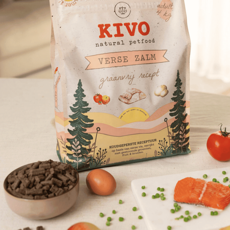 KIVO Fresh Salmon – Bezglutenowa, Bezzbożowa Sucha Karma z Łososiem dla Psa Tłoczona na Zimno 4kg