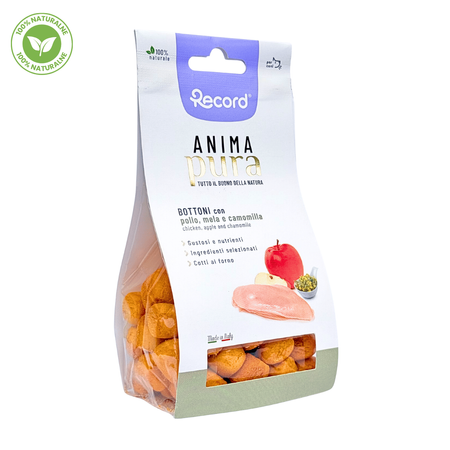 Anima Pura Bottoni – 100% Naturalne Smaczki z Kurczakiem, Jabłkiem i Rumiankiem dla Psa 100g