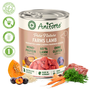 AniForte ® Pure Nature Farms Lamb – Naturalna Mokra Karma Jagnięcina z Dynią Bez Glutenu 400g
