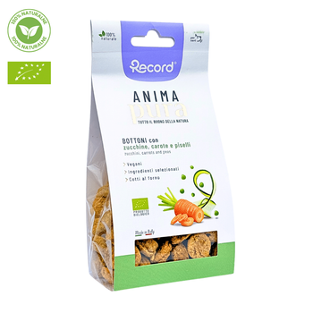 Anima Pura Bottoni BIO – 100% Naturalne, Ekologiczne Smaczki z Cukinią, Marchewką i Groszkiem Dla Psa 100g