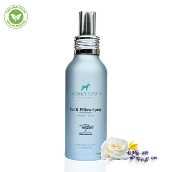 Frenky Lewis Car & Pillow Spray - 100% Naturalny Odświeżacz do Auta i Poduszek Bezpieczny Dla Psa | Biała Róża, Lawenda i Ylang Ylang 100ml
